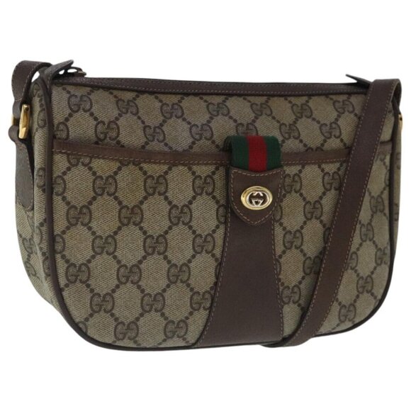 GUCCI GG Supreme Web Sherry Line Shoulder Bag PVC Beige - Picture 1 of 16